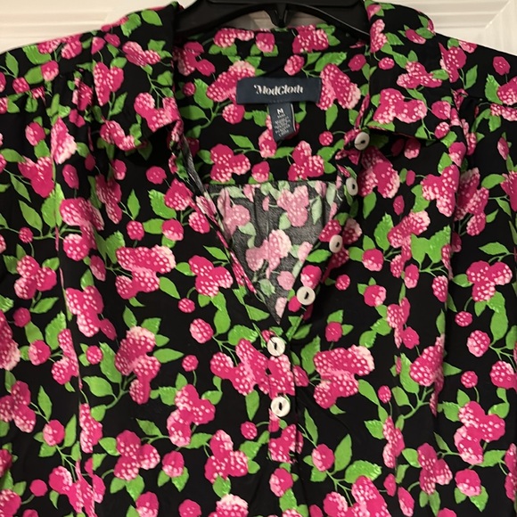 ModCloth Raspberry Print Summer Blouse - Picture 4 of 4